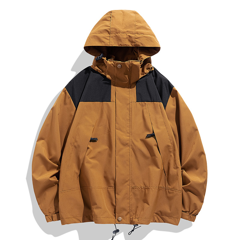 Nuovo autunno inverno con color blocking, giacca da uomo impermeabile da esterno ampia e versatile, giacca da uomo_voghion.com