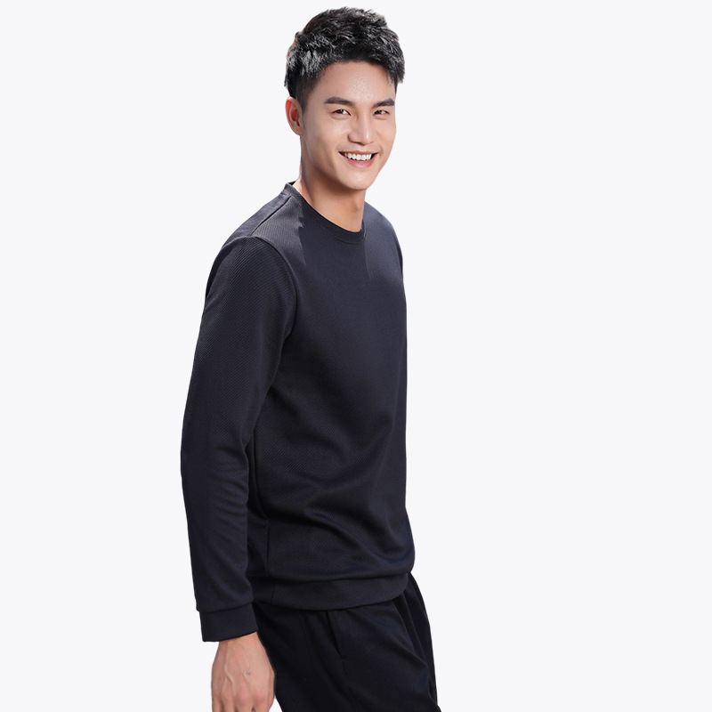 Otoño e Invierno que basa el suéter de los hombres caliente simple moda Klein azul suelta color sólido suéter manga larga suéter image 11