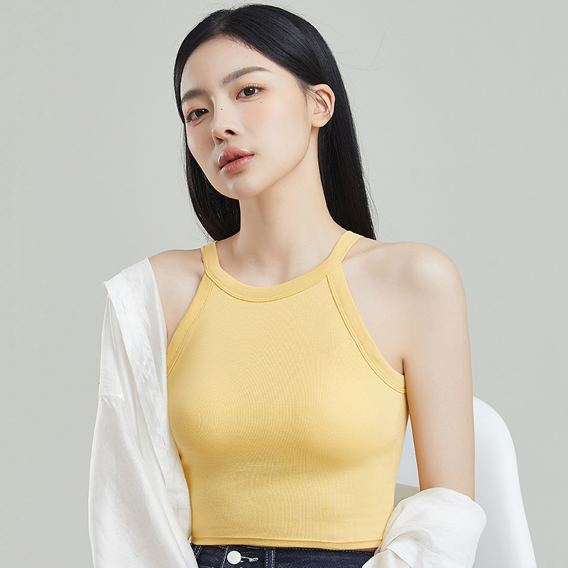 Pure cotton tube top women's halter beauty back fixed Cup bottoming sports vest with chest pad anti-exposure girl bra