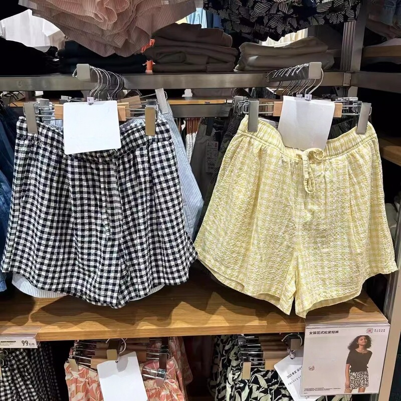 Japanese 2025 Summer Women's Sauersucker Tight Shorts Plaid Casual Fashion Beach Pants Straight Leg Pants 477000 Japanese 2025 Summer Women's Sauersucker Tight Shorts Plaid Casual Fashion Beach Pants Straight Leg Pants 477000