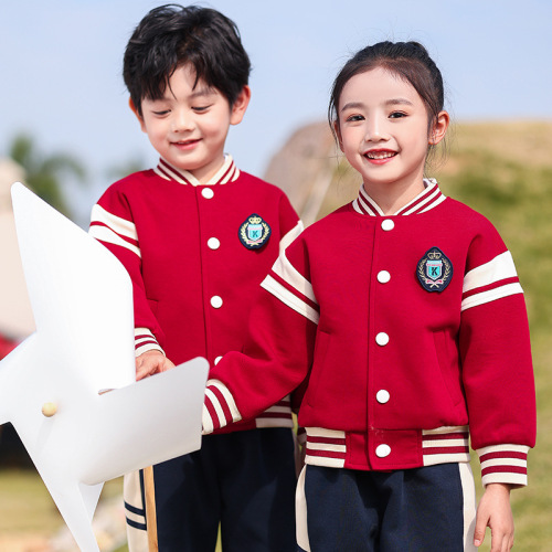 Summer kindergarten uniform children's performance attire college-style primary school sports team uniform autumn/winter red school uniform