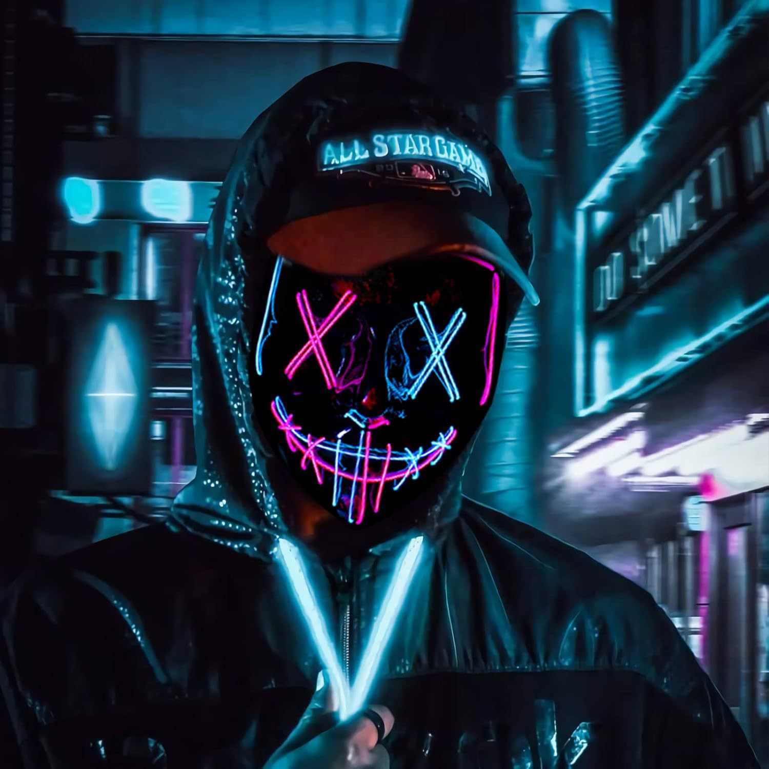 Procesamiento de pérdidas Máscara luminosa LED Máscara de terror Festivo Cosplay Disfraz de Halloween Mascarada image 2