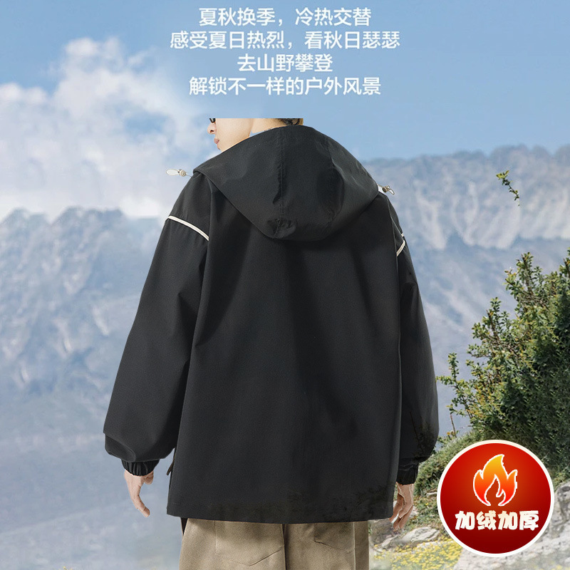 센마 그룹 GENIO LAMODE 충전 재킷 남성 봄과 가을 패션 브랜드 캐주얼 느슨한 작업복 후드 재킷