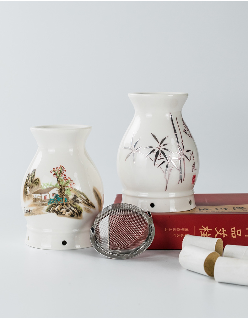 Ceramic Moxibustion Cup Massage Jar Multi-Function Warming Therapy Device for Home Body Care in use