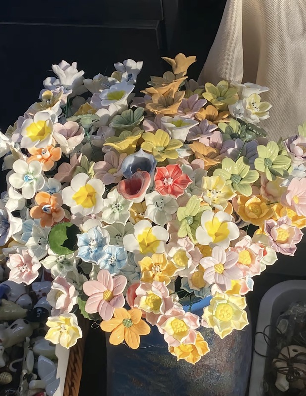 Zhaozhu Jingdezhen 高温手作りセラミックフラワーフル模擬花花瓶装飾花束ガールフレンドギフト|undefined