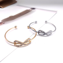 欧美饰品简约个性手链韩版复古夸张开口百搭水晶手镯手环配饰女