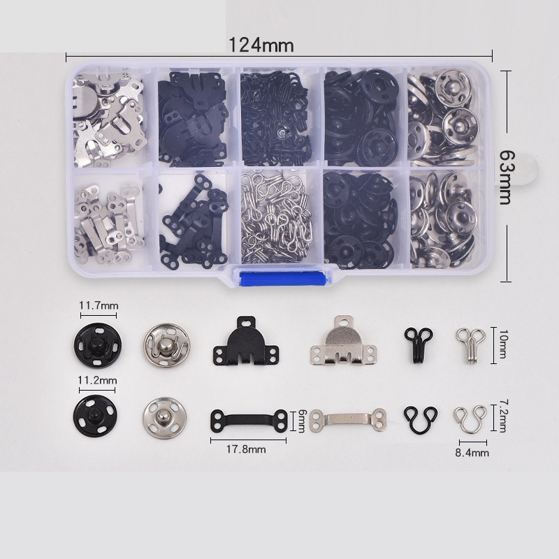 亚马逊盒装100pcs缝补套盒按扣裤钩服装辅料现货厂家现货