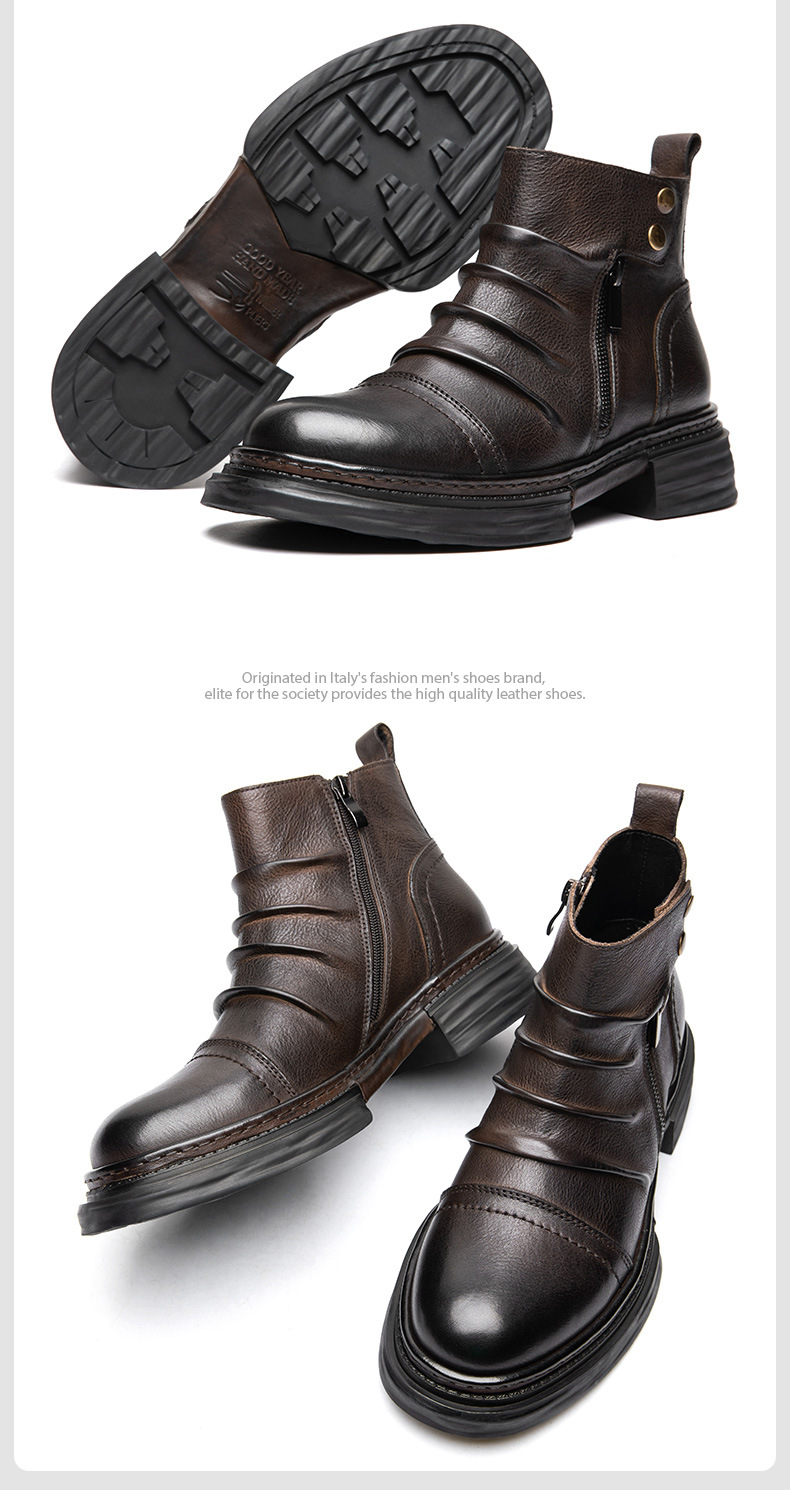 Men's Boots High Top Leather Workwear Winter Casual Mid Top Casual