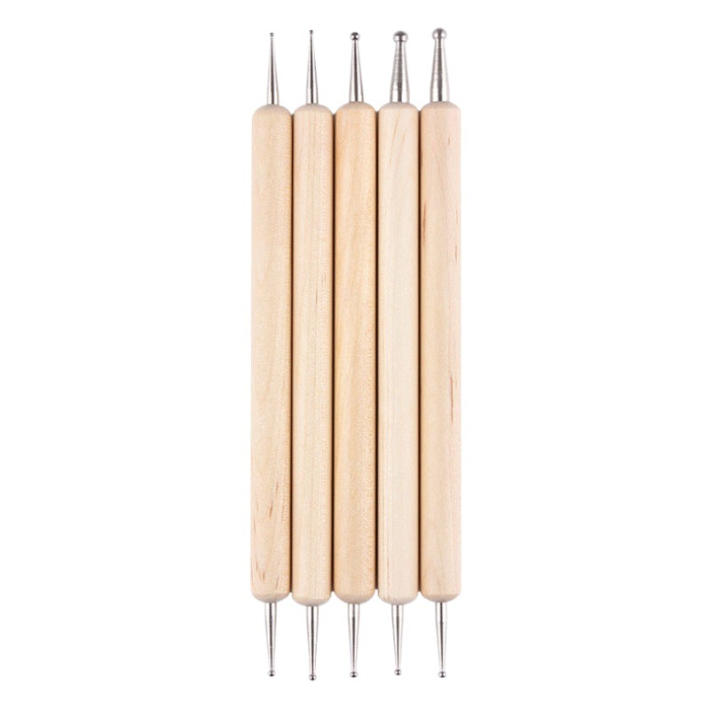Log pole electric drill pen 5 PCs suit point flower needle indentation pen double-headed nail art pen manicure suit