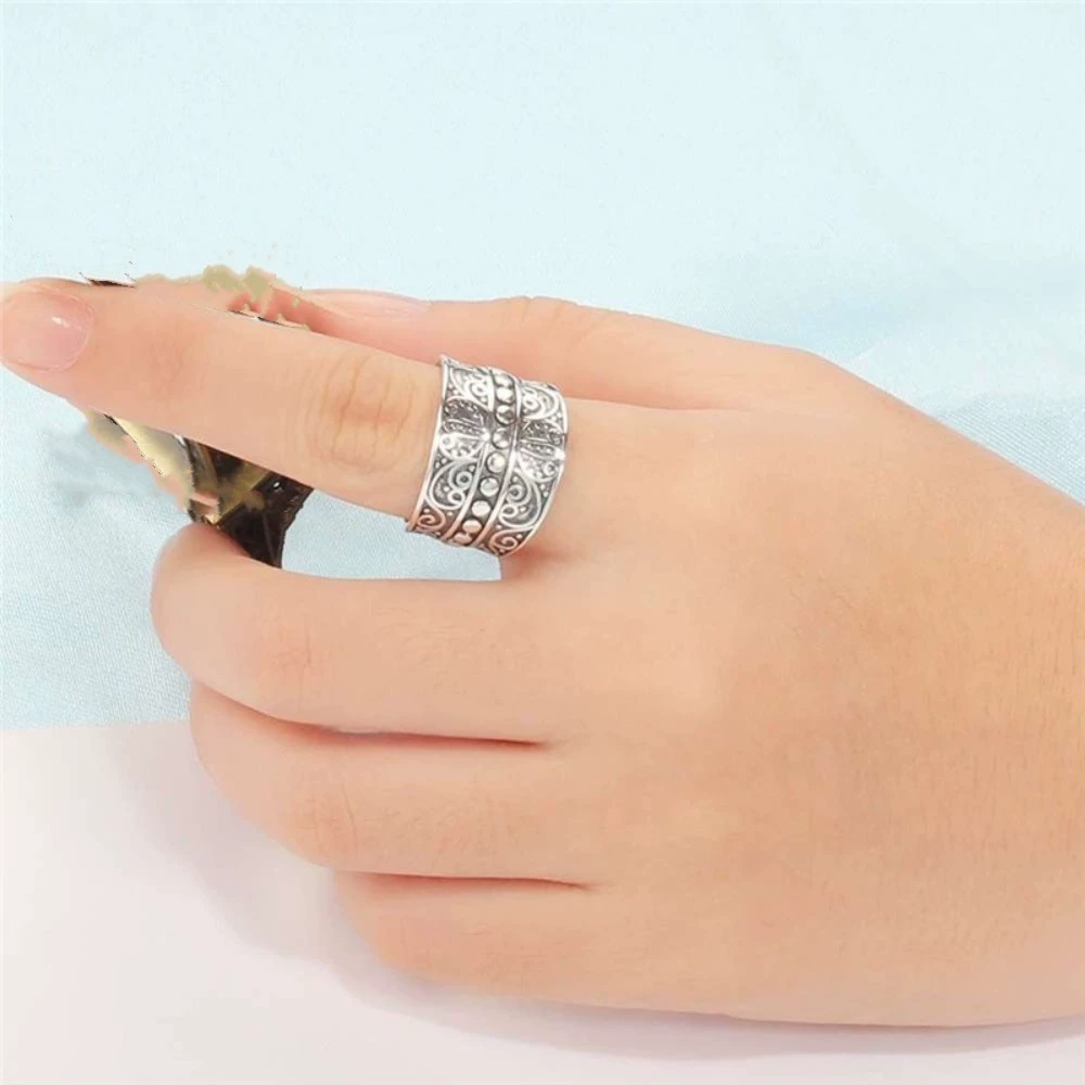 Retro fashionable ring, jewelry, print, boho style