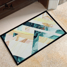 几何大理石圈绒地毯卧室客厅绒面硅藻泥防滑地垫走廊门厅橡胶门垫