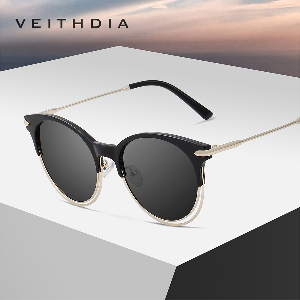 De moda de las mujeres ronda polarizada protección UV TR90 doble círculo ojo gato Gafas Sol 2023 nuevo en stock 3029