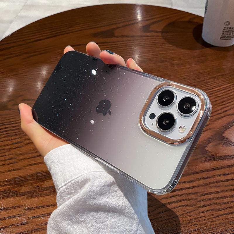 Funda para teléfono móvil Apple 17PROMAX de un solo color, funda protectora acrílica creativa con brillo degradado para iPhone 14/15