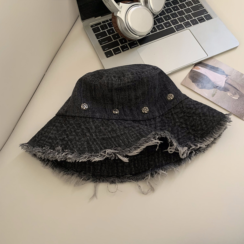 Retro japonés hace viejos sombreros de pescador de vaqueros de borde de lana para mujeres de verano versátil gorra grande para mostrar la cara pequeño sombrero solar