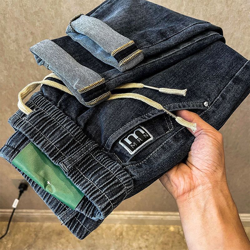Jeans da uomo di fascia alta nel 2023, nuova versione coreana trendy e alla moda, versatile, elastico in vita con coulisse_voghion.com