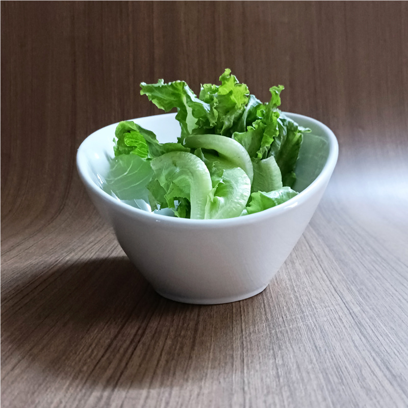 欧式异形陶瓷斜口碗沙拉碗冷菜餐厅火锅特色餐碗白色小众造型碗