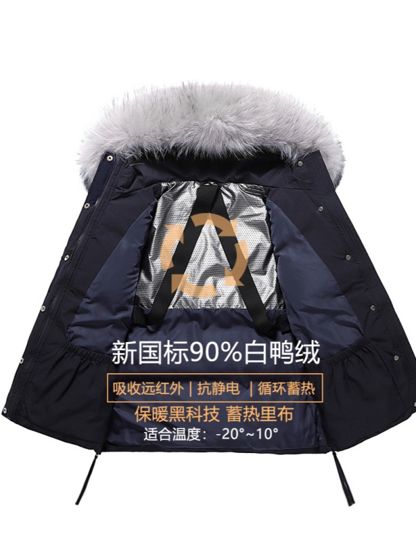 2025超大真毛领连帽工装派克服羽绒服女冬季加厚中长款外套高级感|undefined