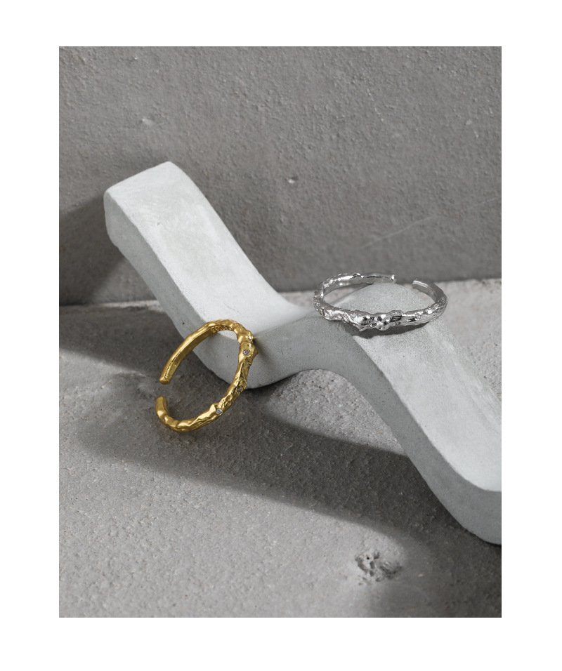 Sweet Geometric Sterling Silver Inlay Zircon Open Ring 1 Piece