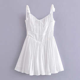 2024夏女装wish亚马逊eBay本白色吊带连衣裙