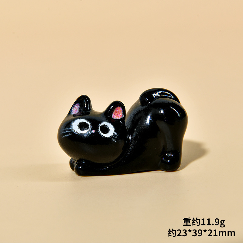 漫画立体小さな黒猫動物樹脂かわいい diy クリエイティブキーホルダージュエリーアクセサリーデスクトップ車の装飾品|undefined