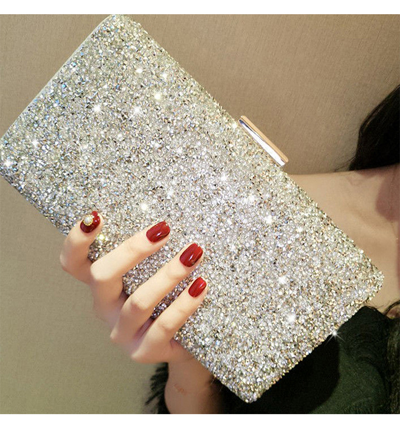 Silver Pu Leather Solid Color Square Evening Bags display picture 2