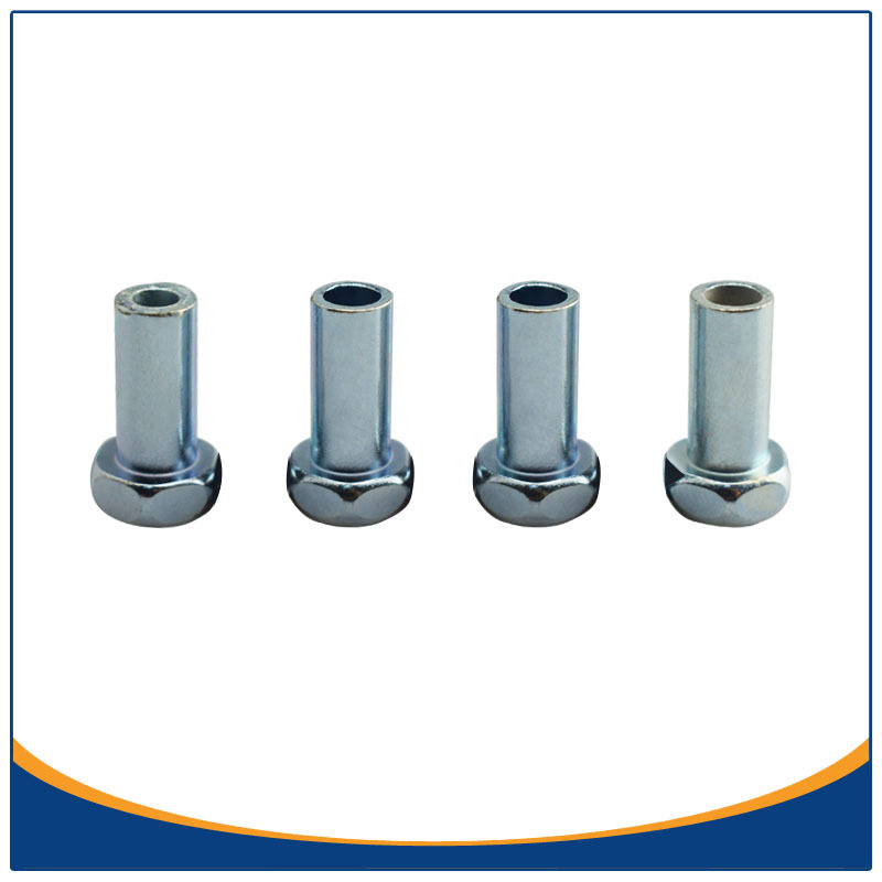 多工位铆钉东莞冷镦厂家批量供应 铁质蓝锌六角头半通孔铆钉