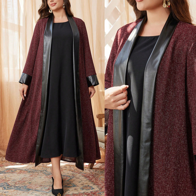 High-End Retro Lady's Large Size Long 2025 Autum New High-End Big-Name Elegant Over-The-Knee Jacket for Women