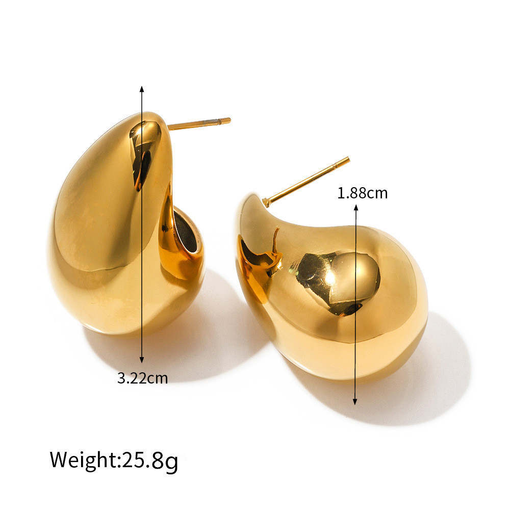 13g Weight Zircon Inlay Material Earrings, Necklace Classification 1 Pair Quantity Daily Occasion Stainless Steel Material Water Droplets Pattern Women's Gender Plating, Inlay Design Simple Style Style Simple Style Water Droplets Stainless Steel Plating Inlay Zircon Earrings Necklace 12