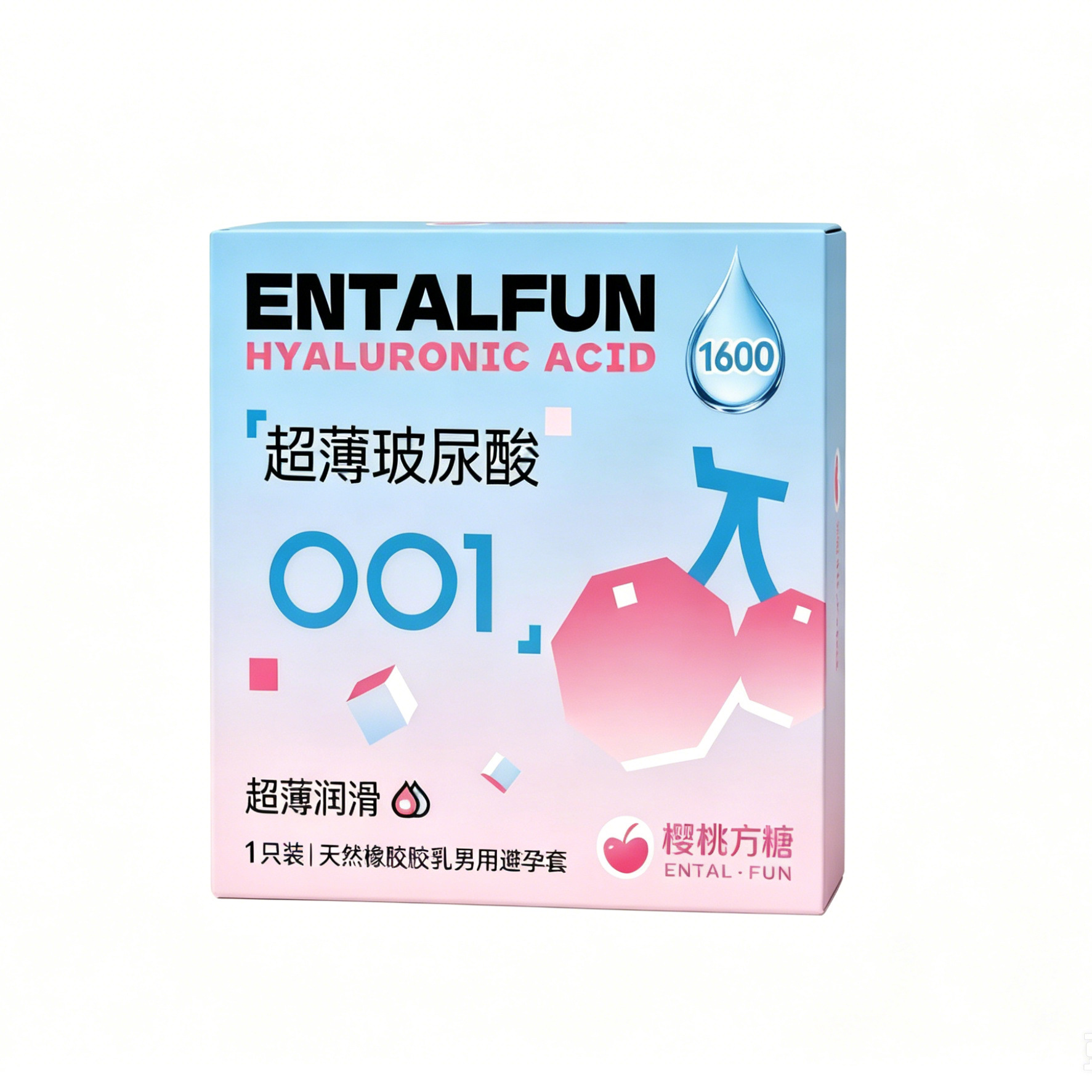 entalFun Cherry Cube Condón Ácido hialurónico ultra delgado condón 001 pareja Adultos artículos sexuales