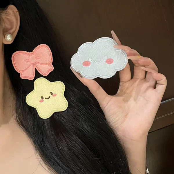 Cute Cartoon Bowknot Star Cloud Magic Sticker for Sweet Girls, Forehead Hair Bangs Organizer
