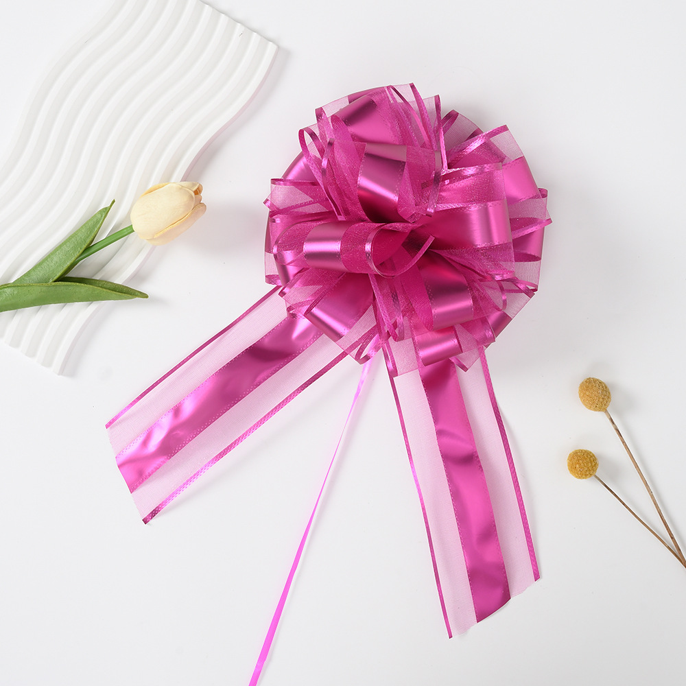 Nuevo 70 hilo de nieve mate fit bola de cola larga flor embalaje de regalo de navidad metal mano tirar flor boda coche tirar flor cinta