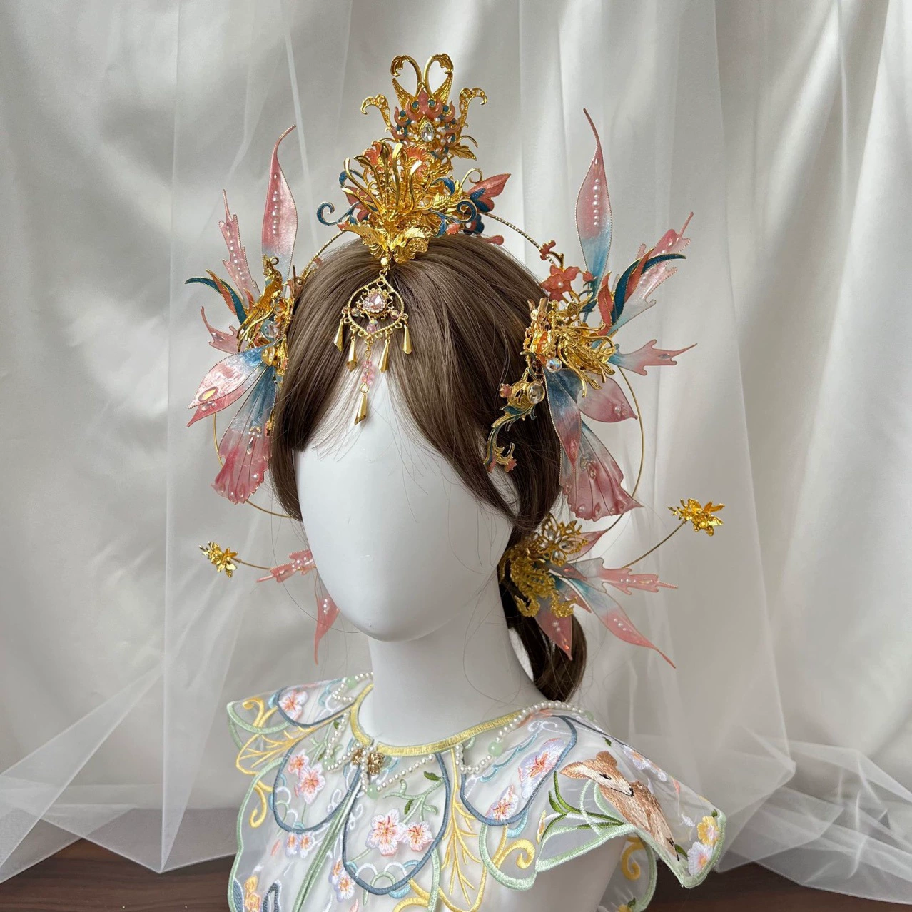 Головной убор династии Хань в древнем стиле, комплект короны для волос русалки, головной убор Дунхуань в экзотическом стиле, комплект заколок, аксессуары династии Хань для съемки