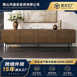 世纪中叶现代实木电视架漩涡艺术图形复古时尚客厅装饰储物收纳柜