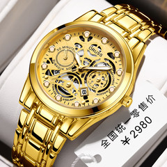 Foreign trade watch dropshipping quartz watch fully automatic movement hollow watch domineering gift box single calendar luminous waterproof watch