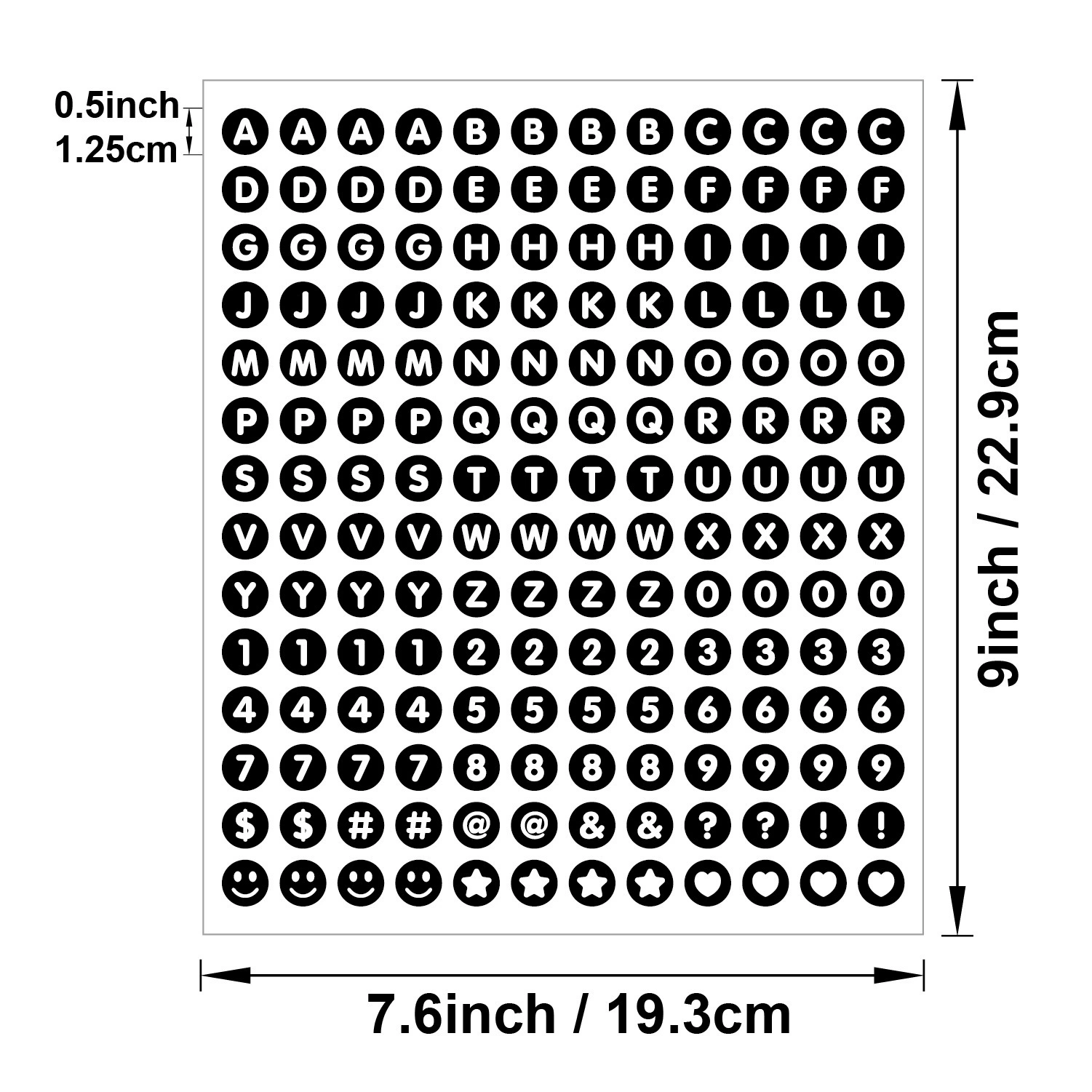 Waterproof sticker, cards, 0.5 inch, DIY