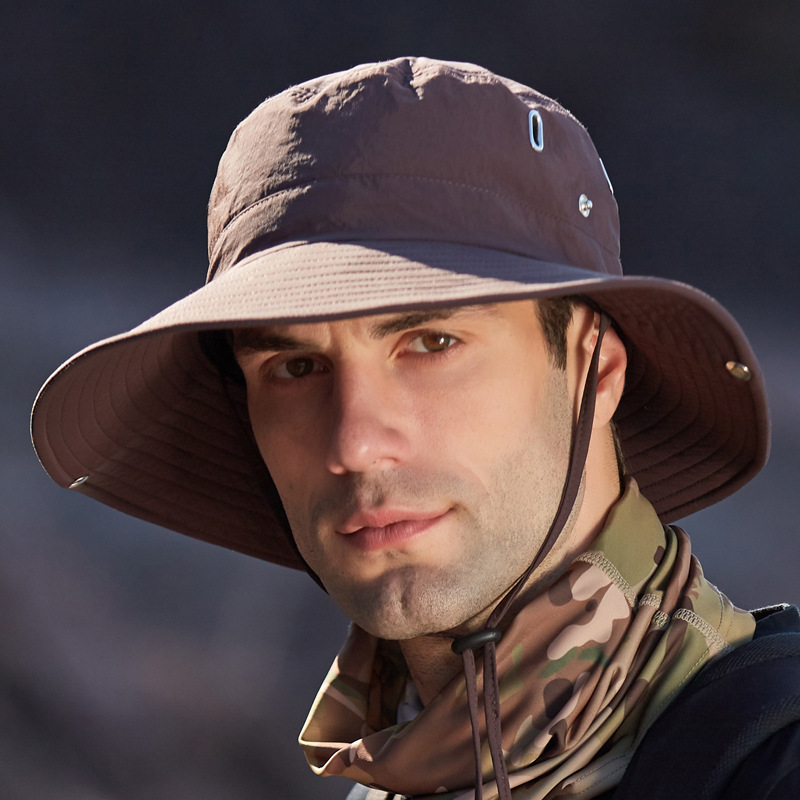 Cross-Border Products Outdoor Fishing Hat Sun Protection Hat Men's Breathable Sun Hat Solid Color Fisherman's Hat Large Brim Travel Hat