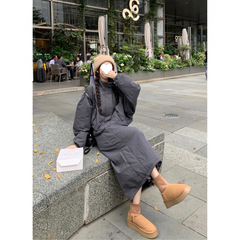新款舒适时尚套装女宽松保暖立领棉服外套秋冬松紧腰半身裙两件套