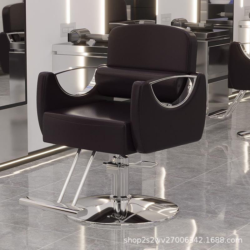 La misma silla de corte de pelo de la peluquería, el reposabrazos de acero inoxidable, la silla de permanente se puede levantar y bajar, la silla de peluquería, el pedal de acero inoxidable cruza la frontera. image 13