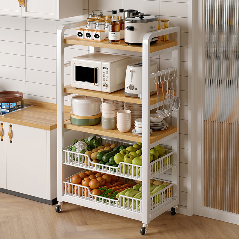 Estante de cocina Estante de microondas multicapa para uso doméstico tipo piso Estante de almacenamiento y almacenamiento de cesta de verduras multifuncional