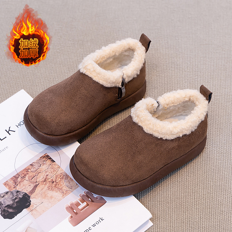 Zapatos de algodón de niñas para niños más vello y grueso botones de invierno 2026 nuevos zapatos de nieve de invierno de niñas cálidas