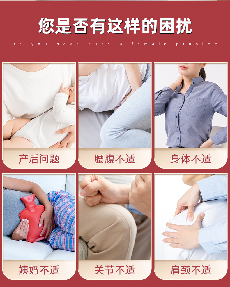 Electric Moxa Heating Waist Belt Ai Jiu Bao Mugwort Warm Compress Abdominal Support 9-Level Timer Grey key features