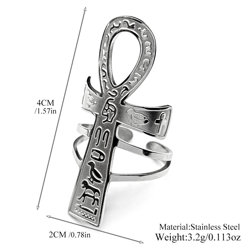 European And American Cross-border Stainless Steel Cross Men's Ring, Fashionable, Trendy, Unique, Vintage Egyptian_voghion.com