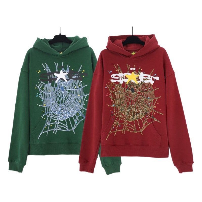 Sp1der cantante de hip hop Young Thug con letras espumosas 555555 pareja sudadera con capucha suéter Pink