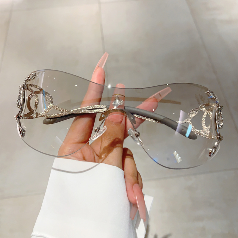 Personalized Fashionable Frameless Snake Shaped Y2k Sunglasses_voghion.com