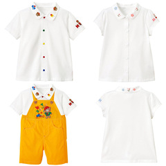 Miki Children's Summer New Men and Women Kids Cartoon Good Friends Embroidered Short Sleeve Collar Shirt Base Shirt Dropshipping