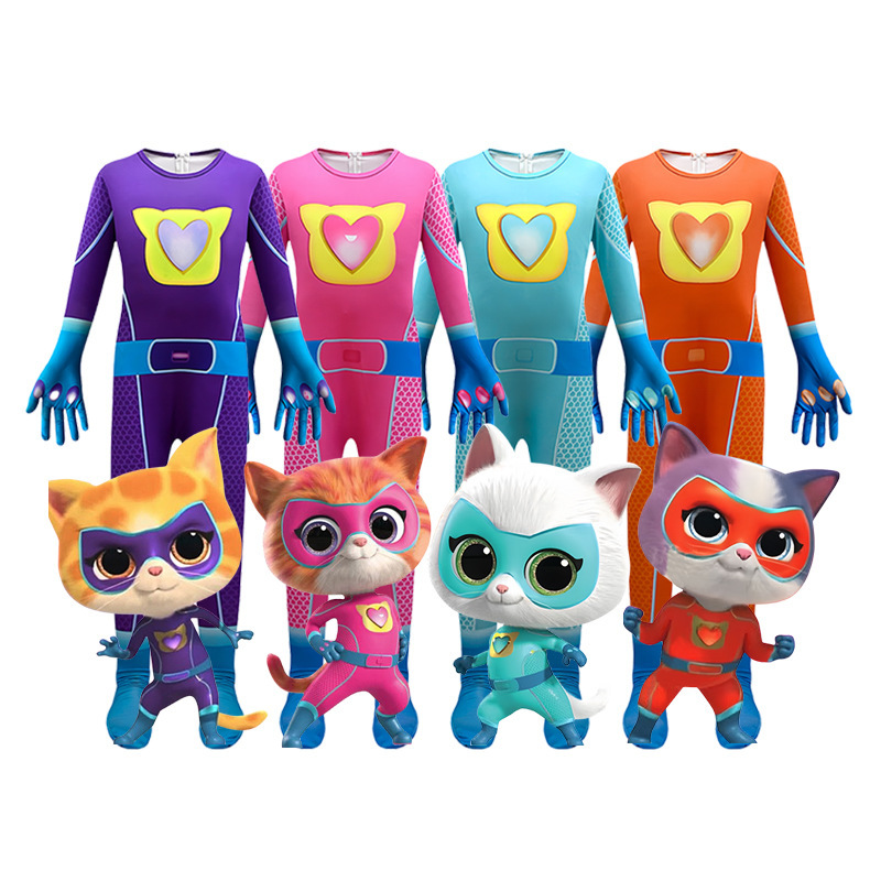 Super Kitties Super Kitten Team Tight-Fitting Jumpsuit Pinkie Pie Cosplay Costume Jenny Children's Day Performance Outfit Super Kitties Super Kitten Team Tight-Fitting Jumpsuit Pinkie Pie Cosplay Costume Jenny Children's Day Performance Outfit