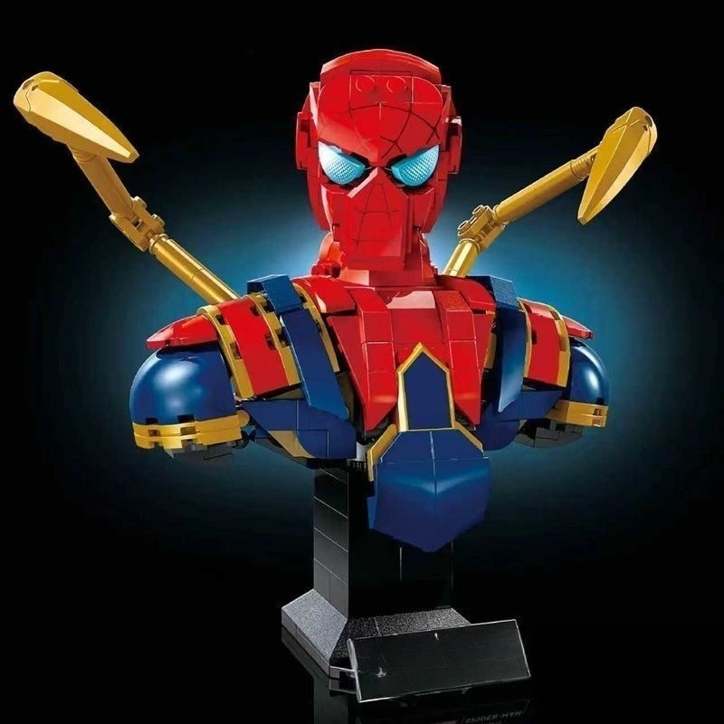 M7662 Cross-Border Superhero Marvel Iron Spider Warrior Bust Assembled Small Particle Building Block Toy Batch