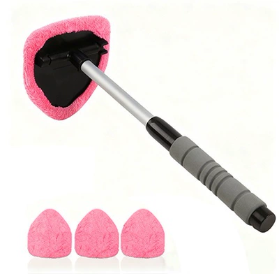 Car cleaning tools: defogging brush, car windshield cleaning - pink-4-piece-set