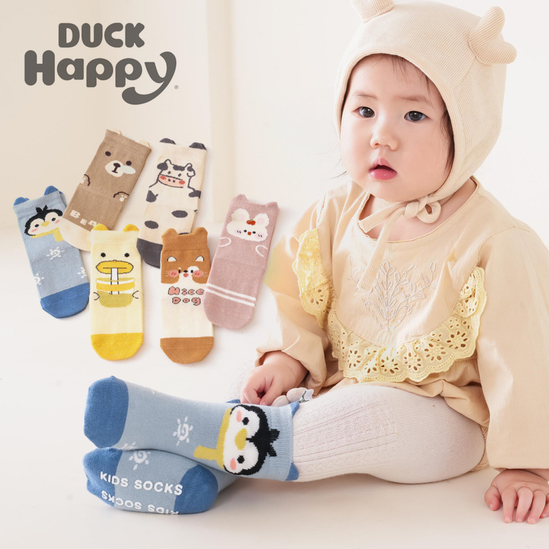 2023 otoño e invierno animales orejas calcetines planos niños calcetines de dibujos animados niños y niñas lindos calcetines de algodón calcetines de bebé al por mayor