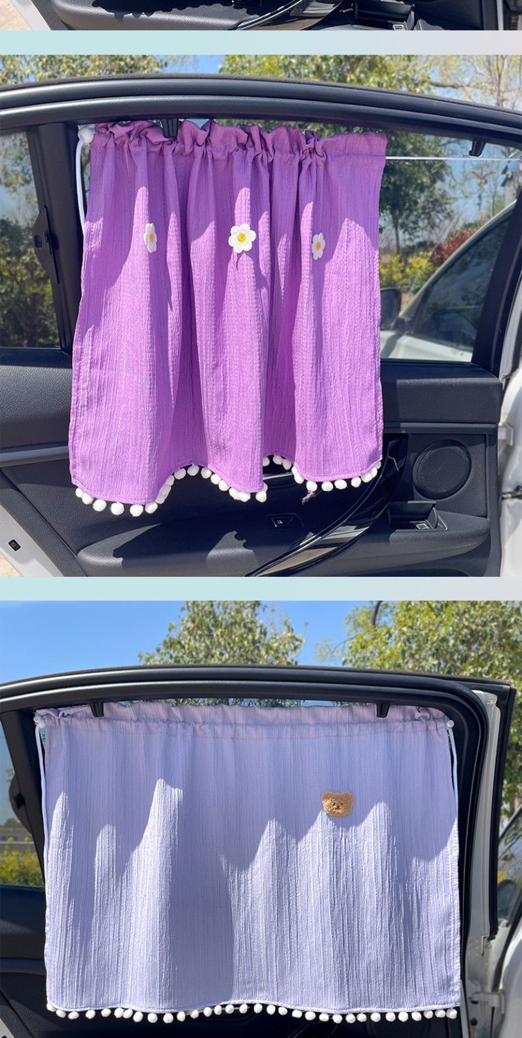 Fresh and Simple Car Window Sunshade Curtain, Sun Protection, All-Season Pull-Out Curtain with Suction Cups, Car Interior Privacy Curtain for Sleeping